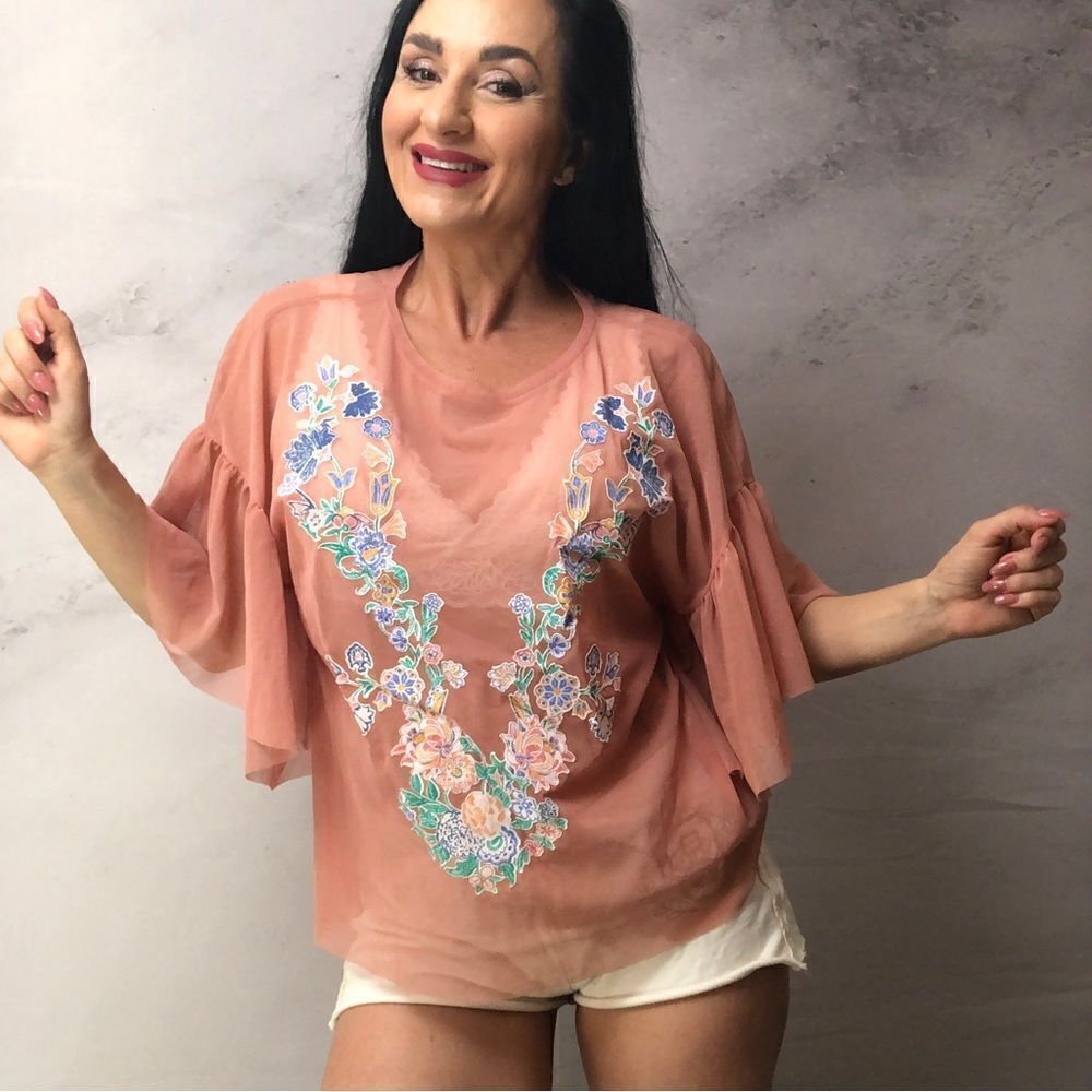 Zara sheer blouse top